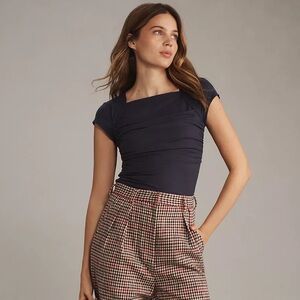 Reformation Addison Navy Shirt